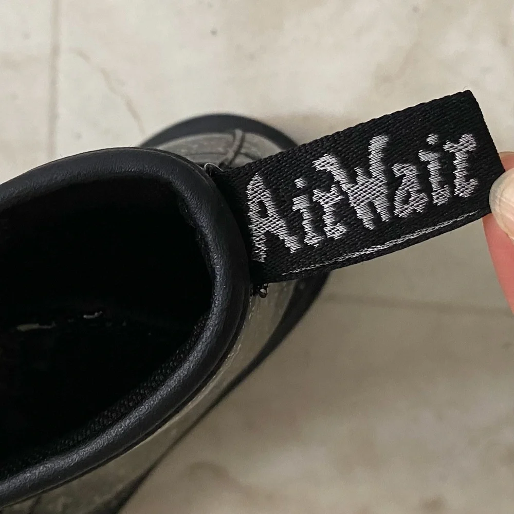 $75 Dr. Martens Junior 1460 Black Cosmic Silver Glitter Lace Up Zipper Boots 2